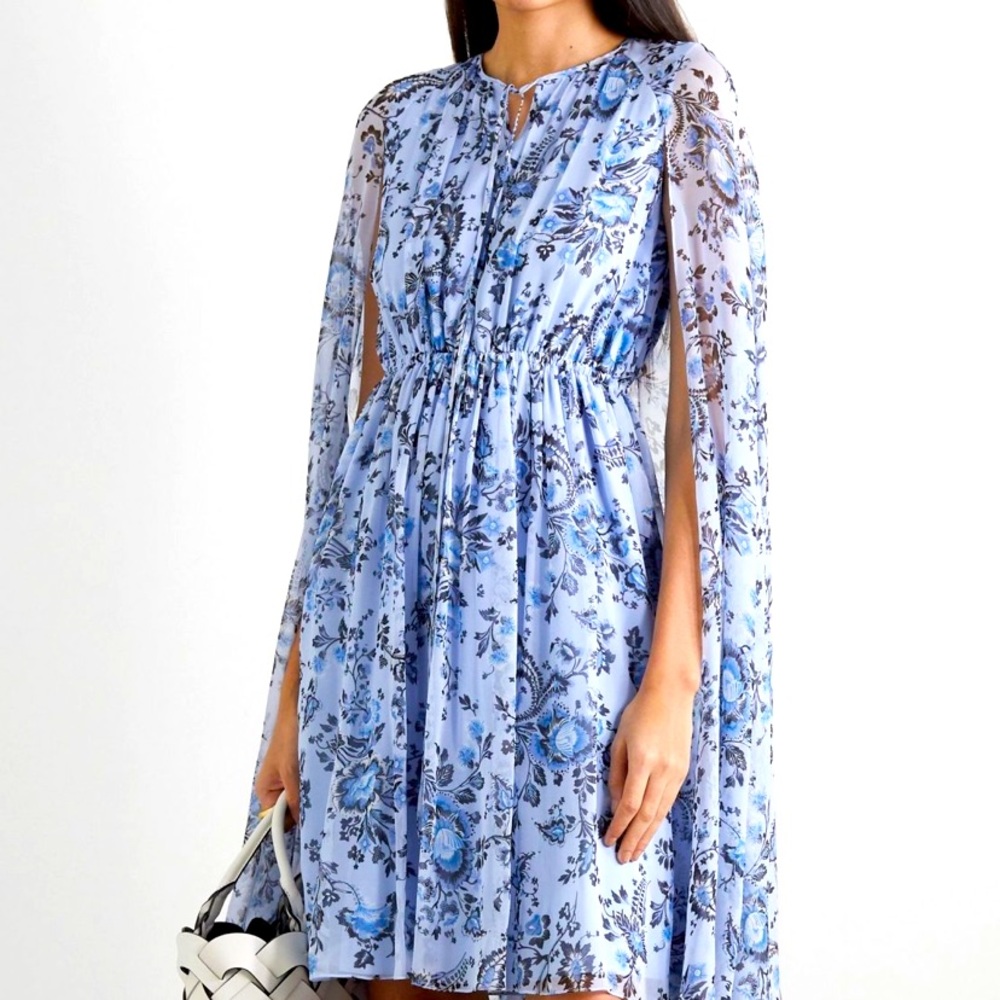 ERDEM Dress, Size 14 Graphic Vine Austin Dress with cape